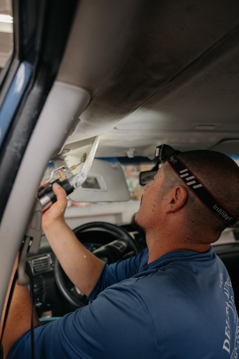 Rear windshield replacement with defroster line testing at New Delta Auto Glass