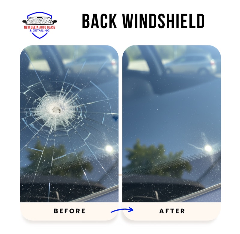 Before and after back glass replacement