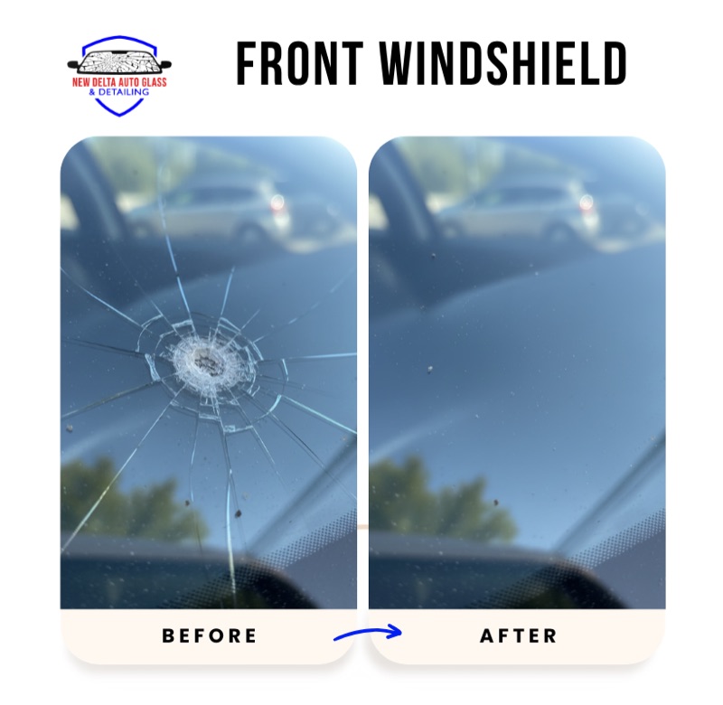 Before and after front windshield replacement